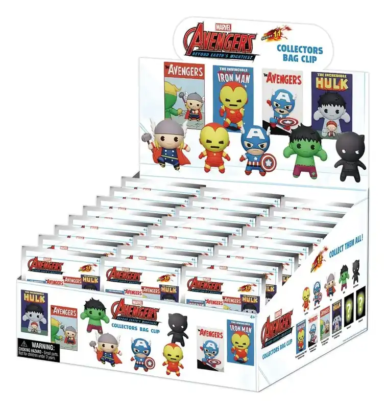 Marvel 3D PVC Påsklämma Serie 1 Avengers 60-årsjubileumserier Dold Påse Display (24) - Snart slut